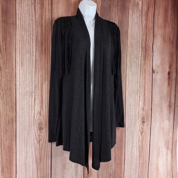 Harley Davidson Womens Size S/M Fringed Embellished Onyx Skull LS Cardigan Gray - Picture 4 of 14